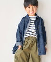 【SALE／25%OFF】ROPE' PICNIC 【KIDS】UNISEXオーバーサイズデニムシャツ ロペピクニック トップス シャツ・ブラウス ネイビー ブルー