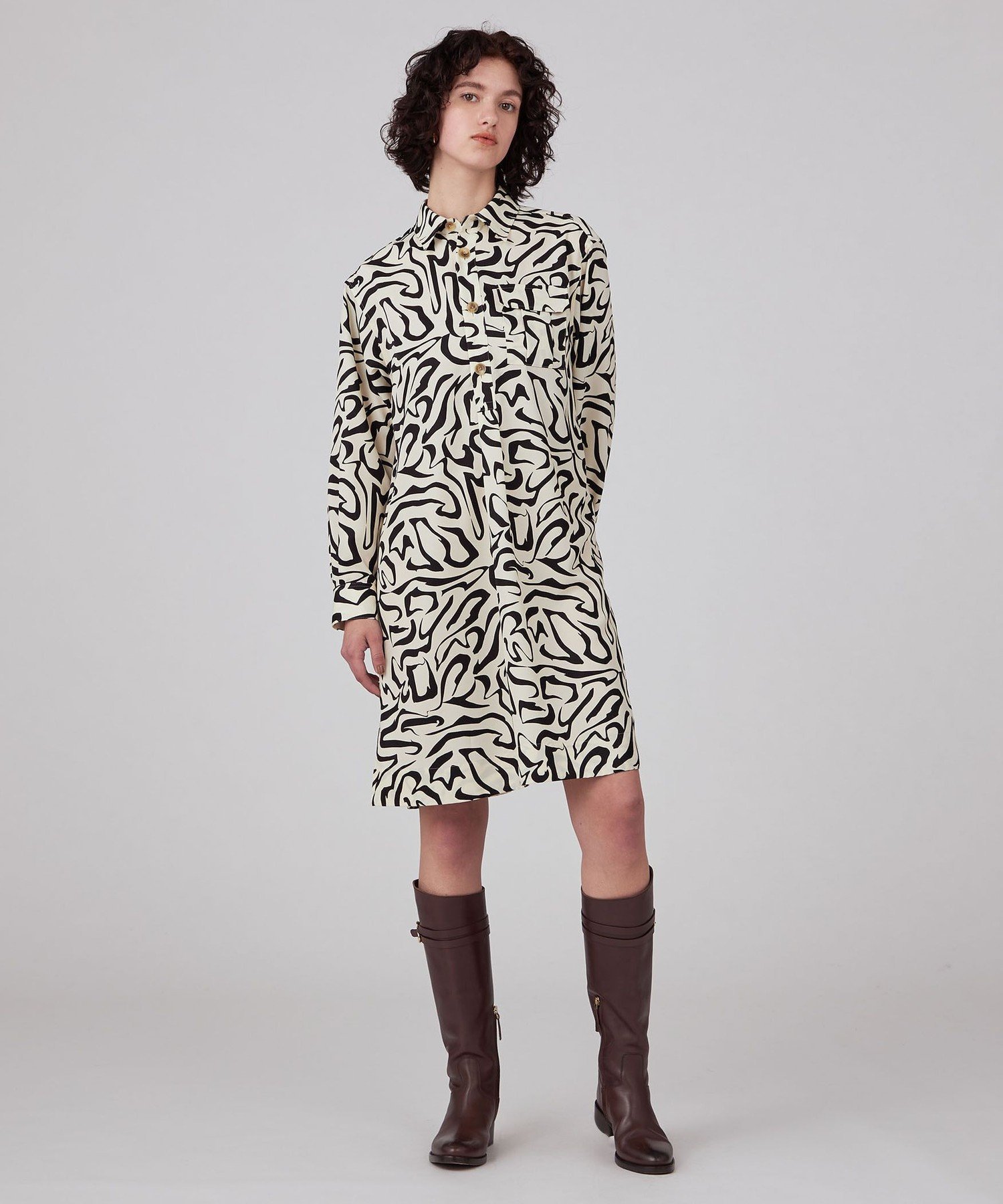 MACPHEE ゼブラプリント シャツワンピース トゥモローランド ワンピース・ドレス シャツワンピース【送料無料】