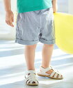 BeBe ブロードストライプ裾ダブルハーフパンツ(80~90cm) ベベ オンライン ストア マタニティウェア・ベビー用品 ベビーボトムス ネイビー ブルー【送...