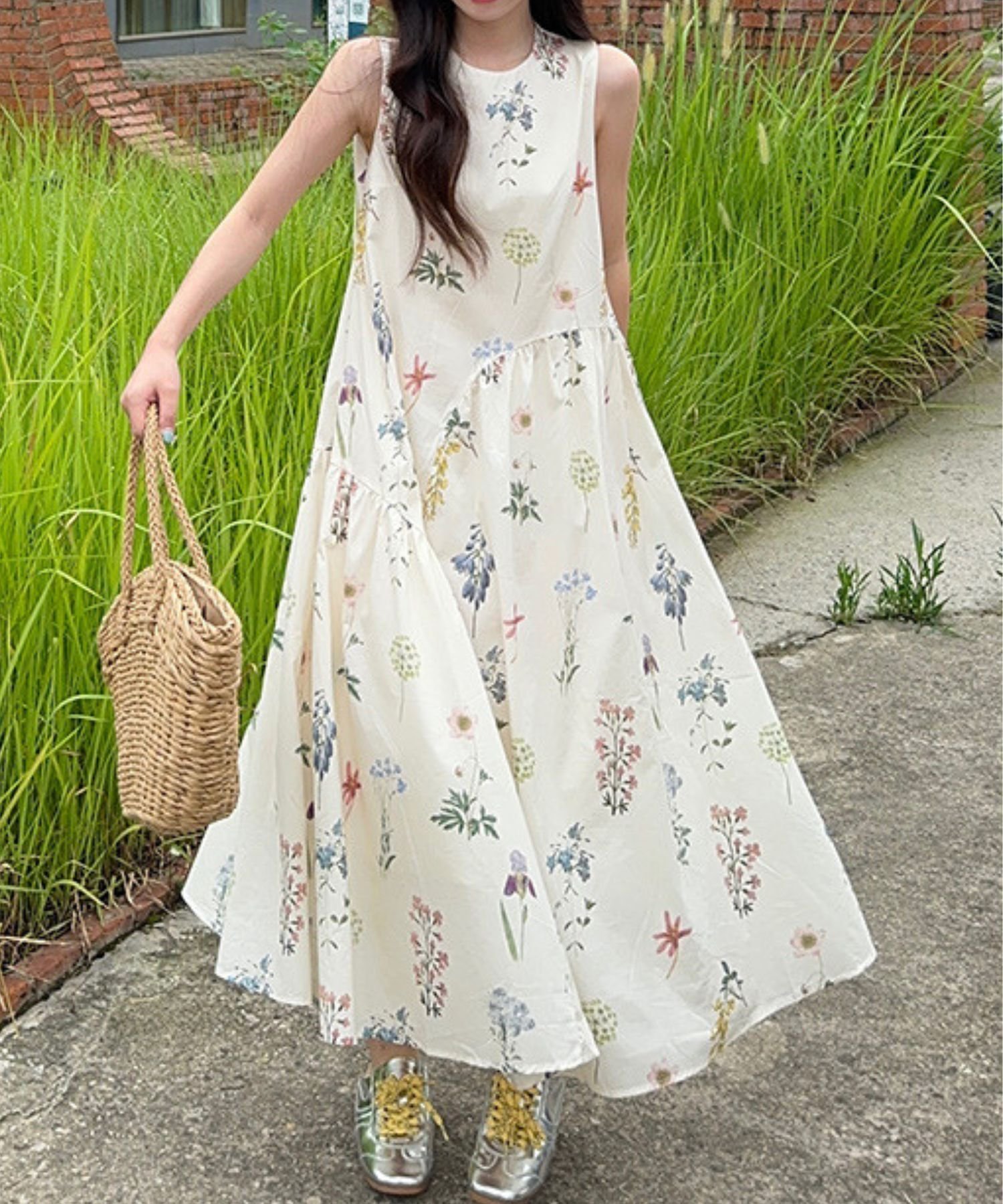 CADBURY プリント柄ノースリーブロングワンピース スピーガ ワンピース・ドレス ワンピース ホワイト【送料無料】のサムネイル