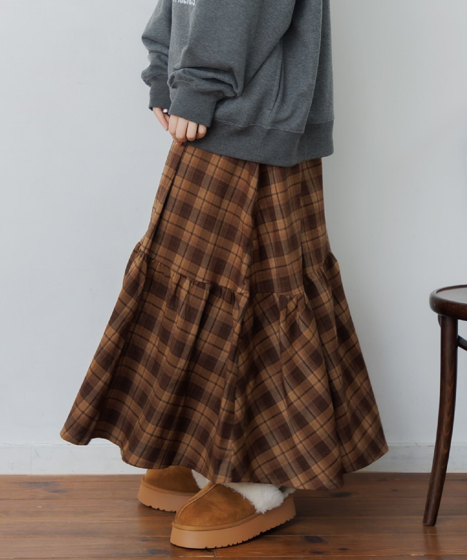 RETRO GIRL イレヘムギャザーSK レトロガール スカート ロング・マキシスカート ブラック ブラウン ブルーのサムネイル