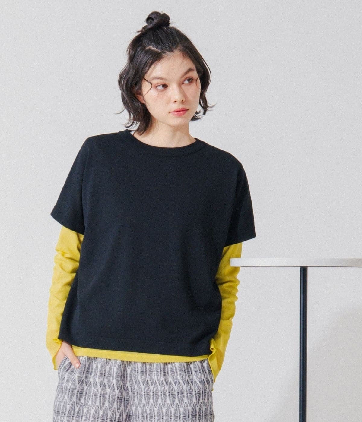 Park Slope NEWYORKER 【ドライタッチ・着映え】クルーネックニットTシャツ ニューヨーカー トップス ニット ホワイト ブラック