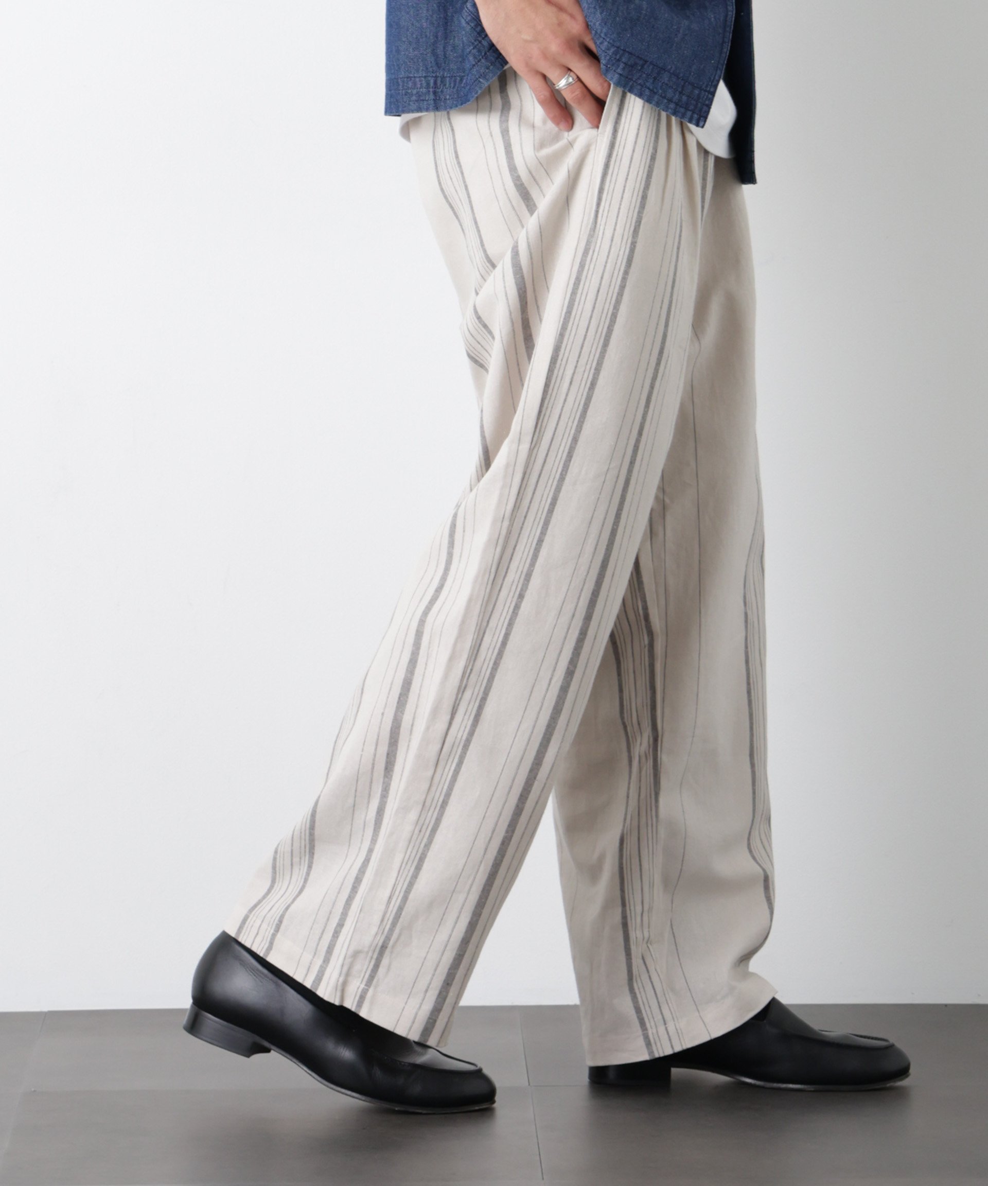 NANO universe 「FRENCH LINEN」 ストライプスラックス ナノユニバース パンツ その他のパンツ