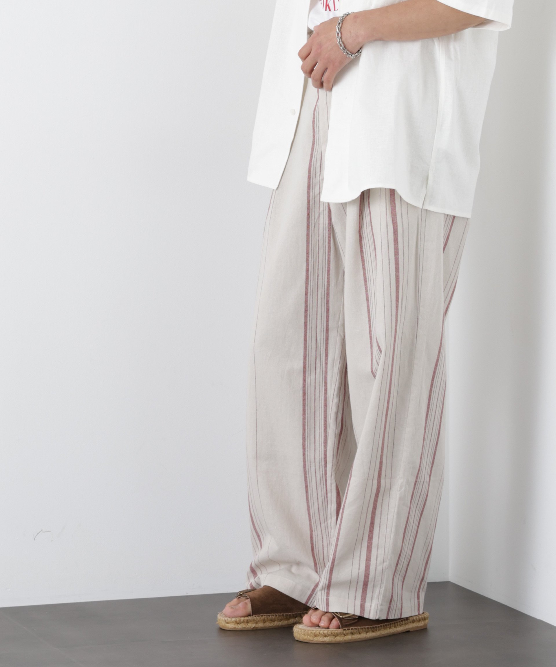 NANO universe 「FRENCH LINEN」 ストライプスラックス ナノユニバース パンツ その他のパンツ