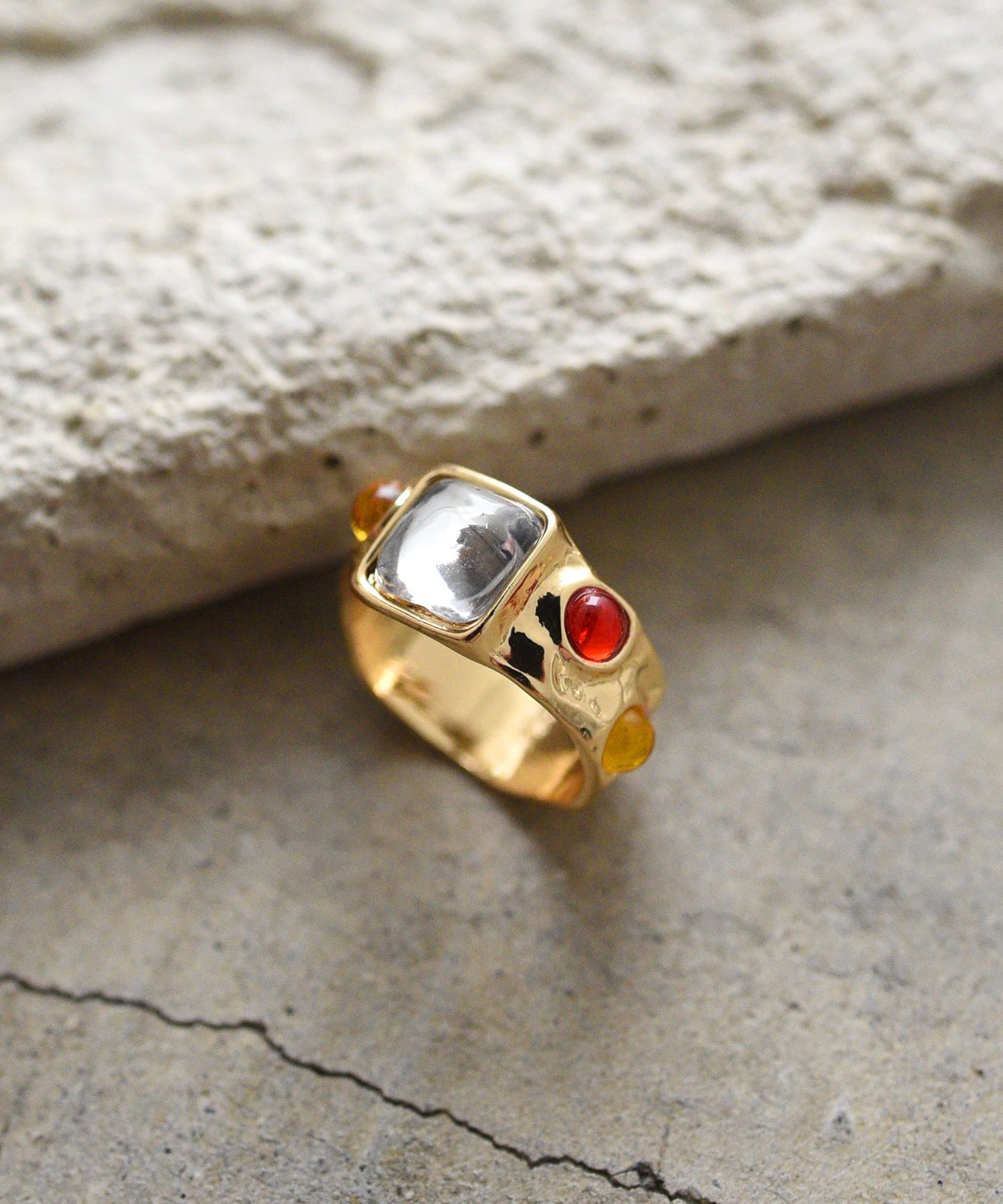 【SALE／50%OFF】styiro styiro/ニッケルフリー ジオメトリックストーンメタルリング イストワール アクセサリー・腕時計 リング・指輪 ゴールド