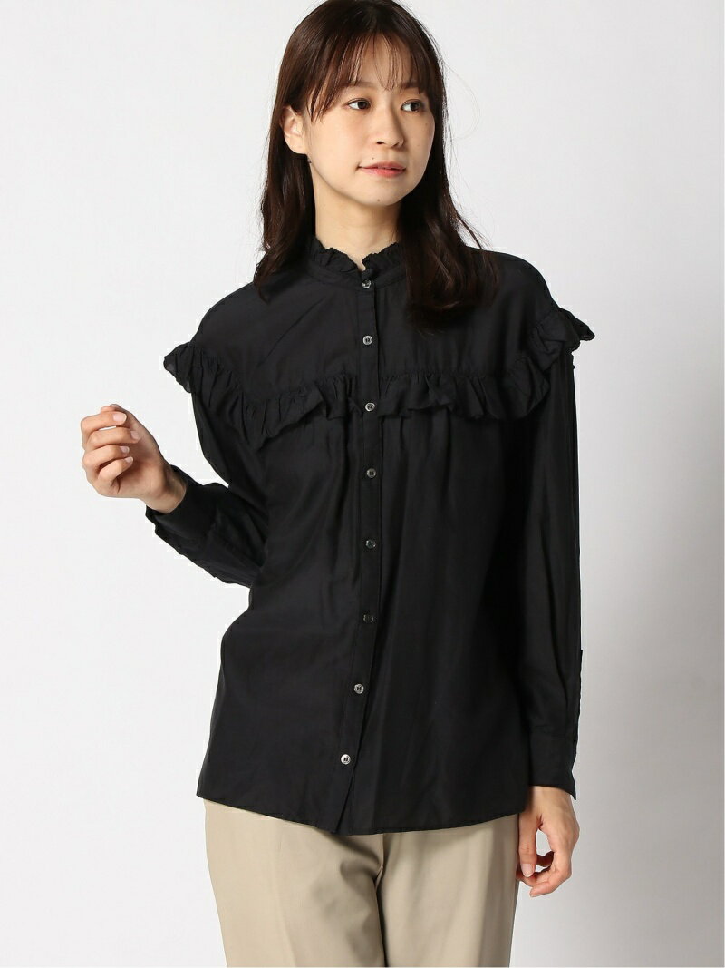 Spick & Span コットンシルク フリルブラウス スピックアンドスパン トップス シャツ・ブラウス ブラック ホワイト【送料無料】のサムネイル