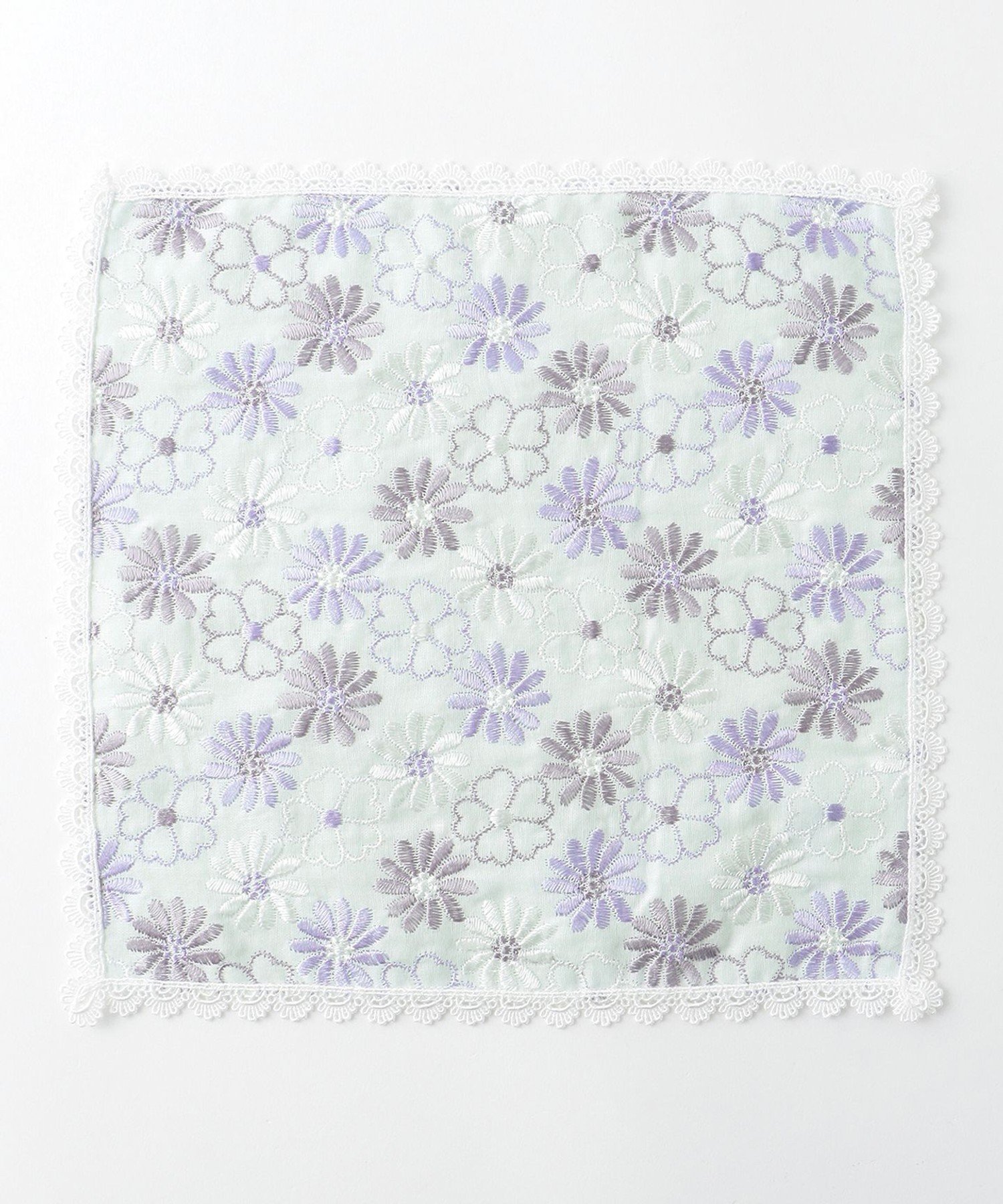 ガーゼ TOCCA EMBROIDERY FLOWER GAUZE ガーゼハンカチ トッカ ファッション雑貨 ハンカチ・ハンドタオル ブルー ホワイト ブラック