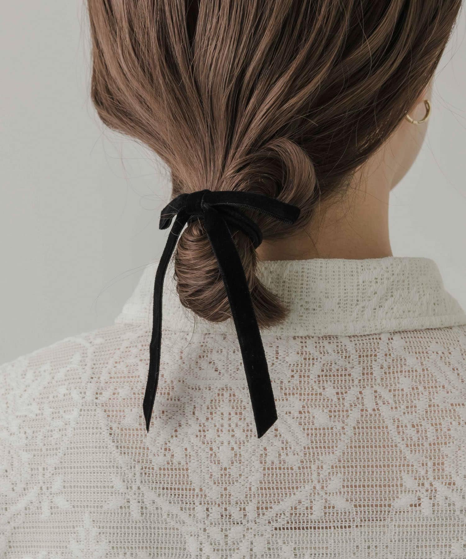 SMELLY ベロアリボンポニー スメリー ヘアアクセサリー ヘアゴム ブラック