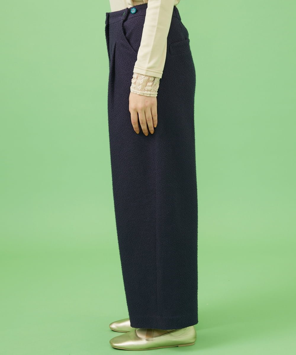 Jocomomola カットソーツイード ワイドパンツ ホコモモラ パンツ その他のパンツ ネイビー ホワイト