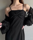 【SALE/74%OFF】JUNOAH ハイウエストリボンマーメイドキャミワンピース ジュノア ワンピース・ドレス ワンピース ブラック ホワイト グレー