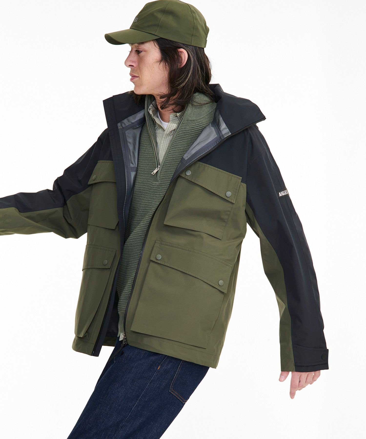 【SALE／30%OFF】AIGLE MTD防水 透湿 2.5レイヤーマルチポケットフーデッドジャケット エーグル ジャケット・アウター マウンテンパーカー ベージュ【送料無料】