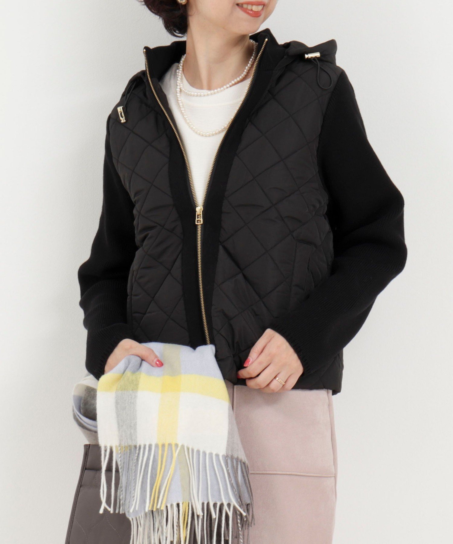 MICO COULIER 中綿×ニット2WAY切替ジャケット ノーリーズ ジャケット・アウター ブルゾン・ジャンパー ベージュ ネイビー ブラック【送料無料】のサムネイル