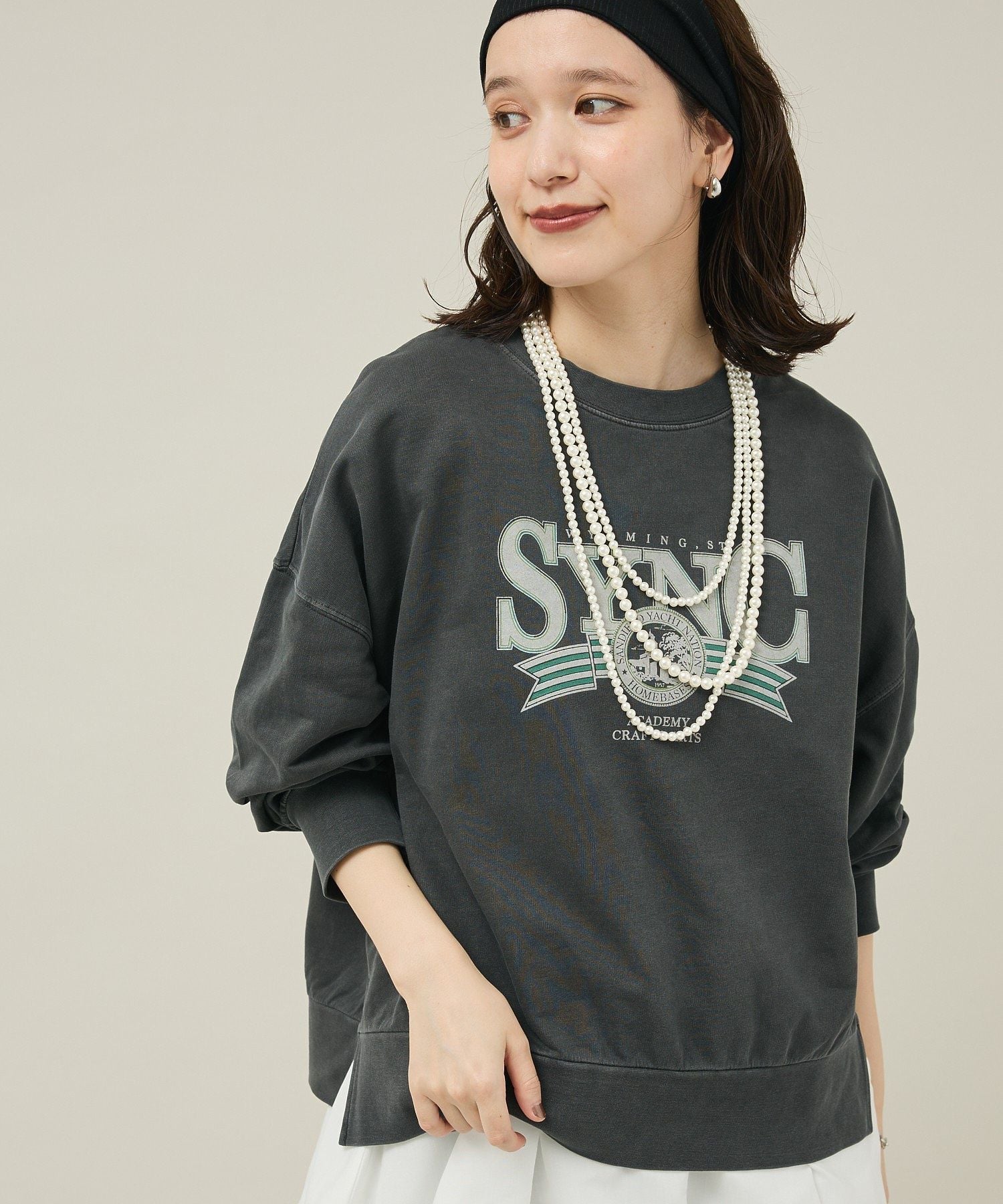 【SALE／45%OFF】Green Parks アソートカレッジロゴ裏毛プルオーバー グリーンパークス トップス スウェット・トレーナー グレー ベージュ ネイビーのサムネイル