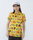 PEARLY GATES Peストレッチメッシュ半袖ポロシャツ <POPベースボール柄> パーリーゲイツ トップス ポロシャツ イエロー【送料無料】