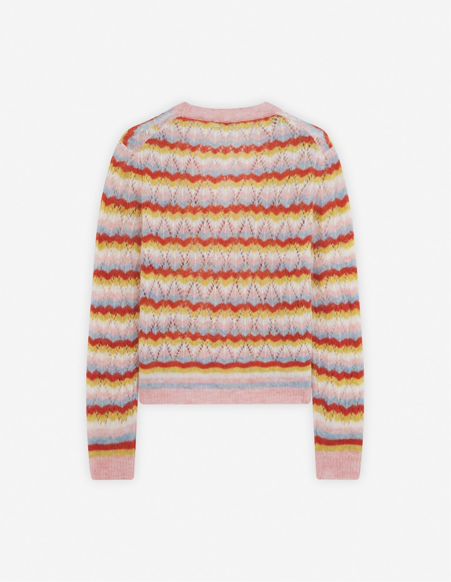 【SALE／50%OFF】Maison Kitsune Maison Kitsune/(W)【公式】Maison Kitsune STRIPED ALPACA LACE CARDIGAN メゾン キツネ アーカイブス トップス カーディガン ピンク【送料無料】