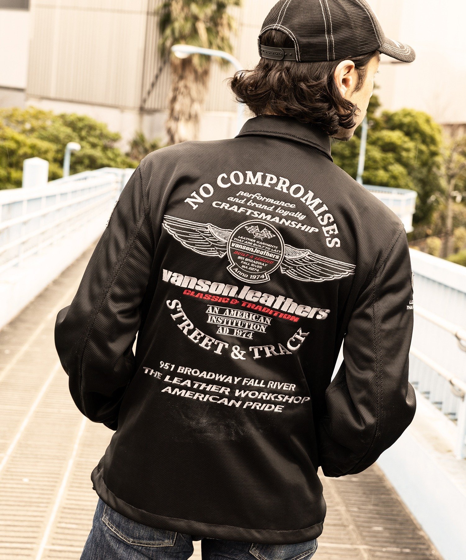 Vanson Leathers MESH COACH JACKET バンソンレザーズ ジャケット・アウター ライダースジャケット ブラック【送料無料】