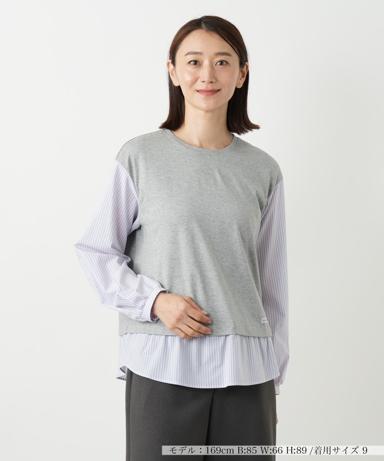 Leilian レイヤード風プルオーバー【MUSE BY ROCHAS Premiere】 レリアン トップス シャツ・ブラウス ネイビー