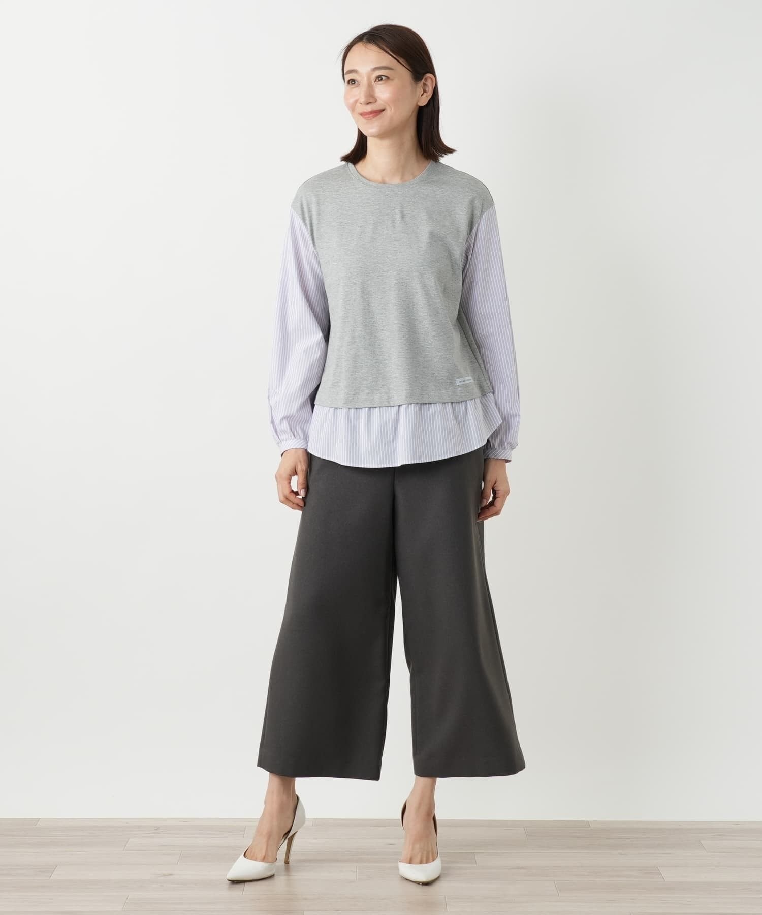 Leilian レイヤード風プルオーバー【MUSE BY ROCHAS Premiere】 レリアン トップス シャツ・ブラウス ネイビー