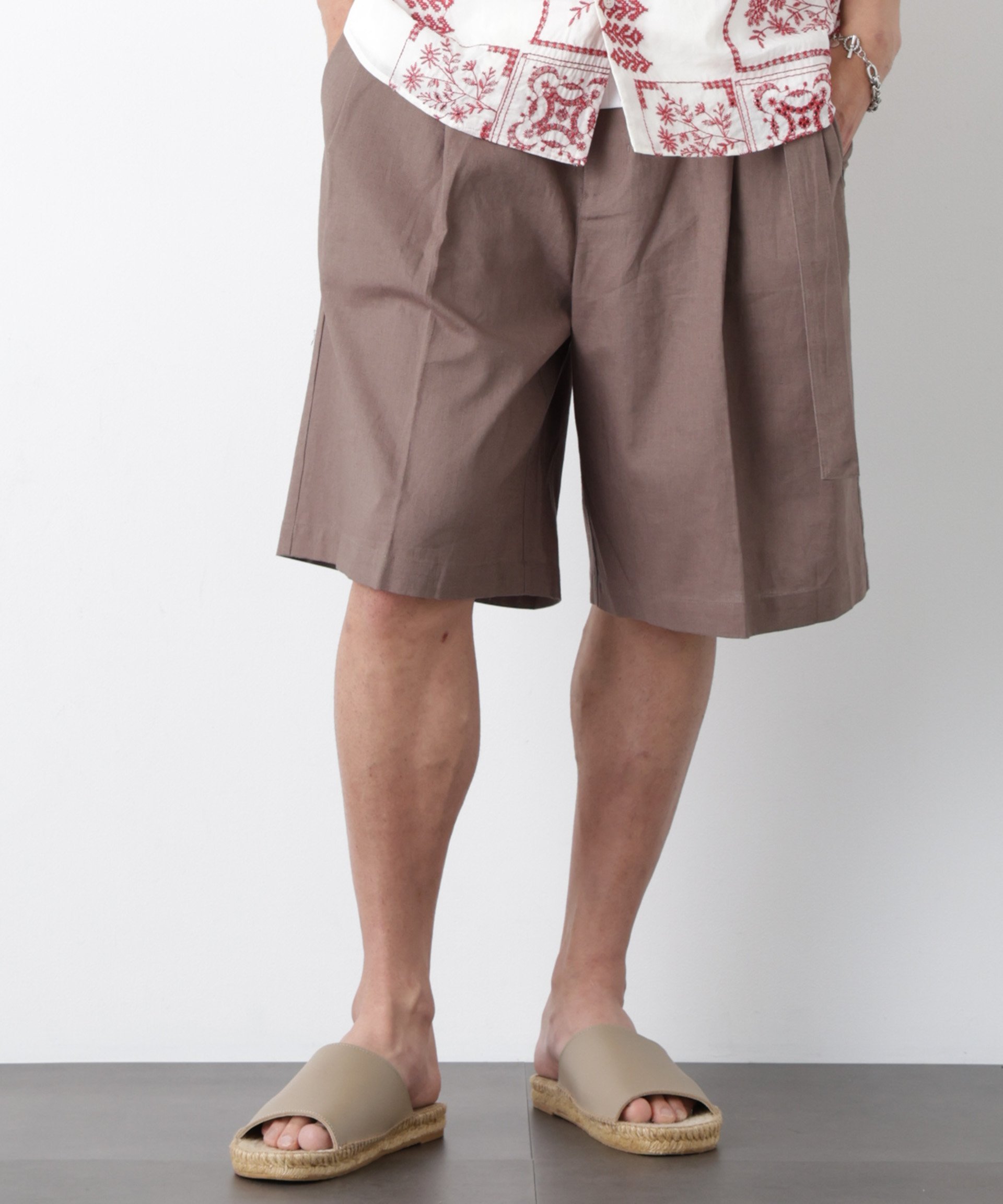 【SALE／30%OFF】NANO universe 「FRENCH LINEN」 ベルテッドワイドショーツ ナノ...
