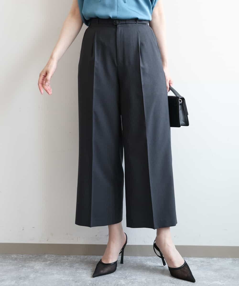 OFUON 共布ベルト付きワンタックワイドパンツ/UVカット/洗濯機で洗える/セットアップ対応可 オフオン パンツ その他のパンツ