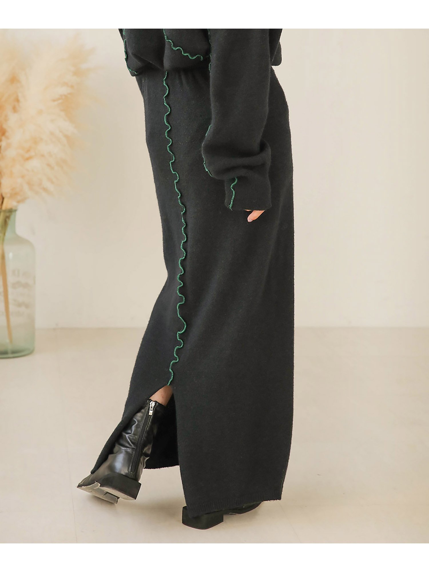 Bab ウェーブメロウニットスカート ブージュルード スカート ロング・マキシスカート ブラック ホワイト グリーン【送料無料】のサムネイル