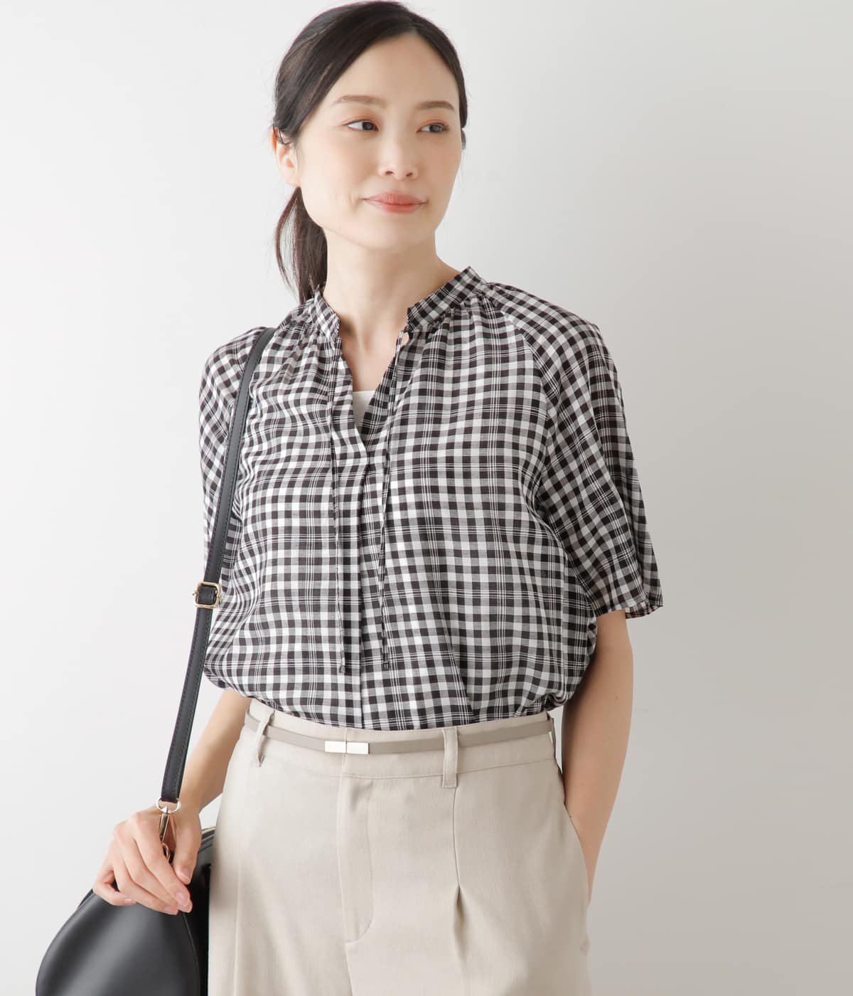 【SALE/36%OFF】NEWYORKER WOMEN Wギンガムチェック ラグランスキッパーブラウス ニューヨーカー トップス シャツ・ブラウス グリーン ブラック【送料無料】