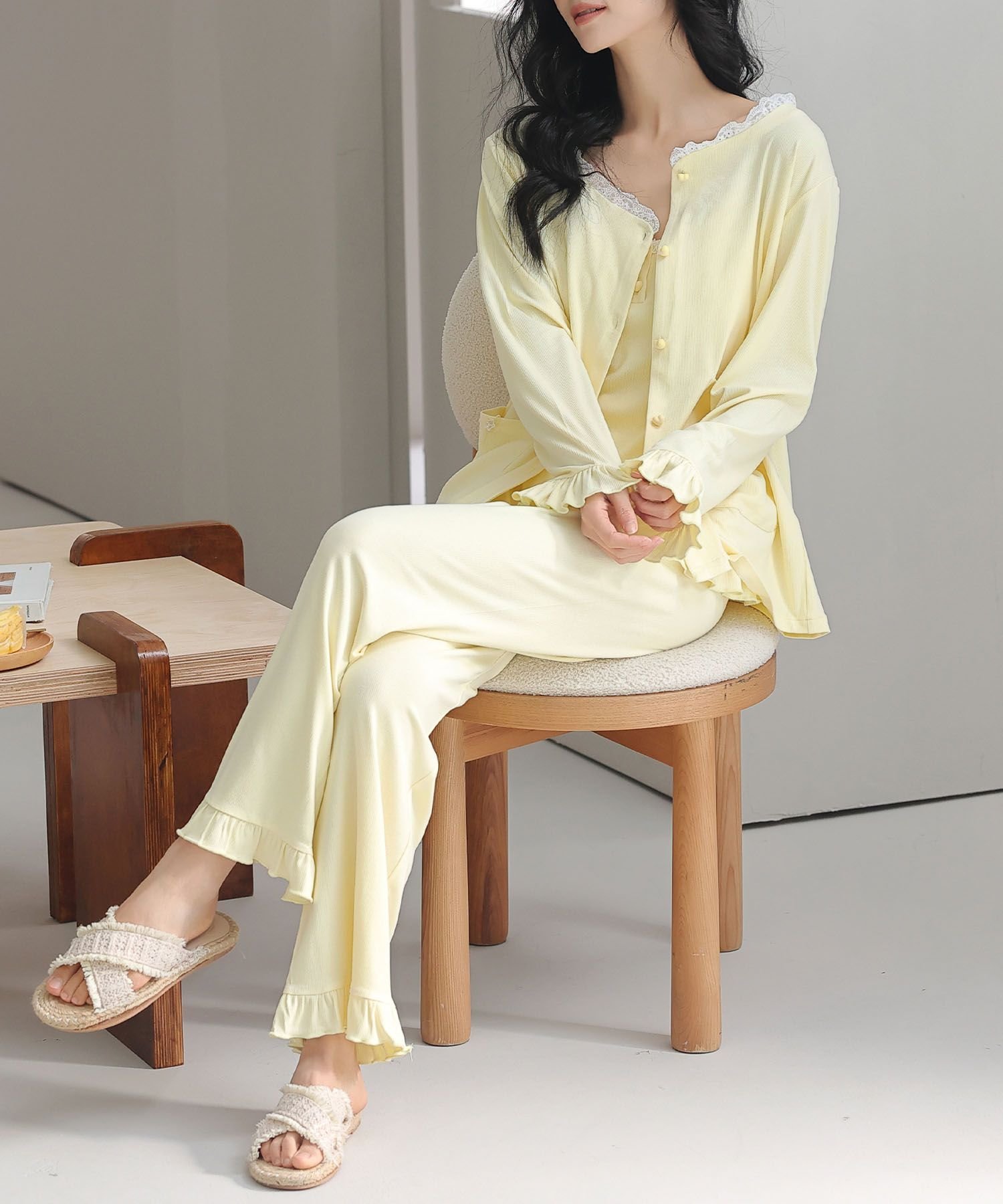 【SALE／10%OFF】aimoha home aimoha home/カップ付きルームウェア 3点セット アイモハ インナー・ルームウェア その他のインナー・ルームウェア イエロー【送料無料】