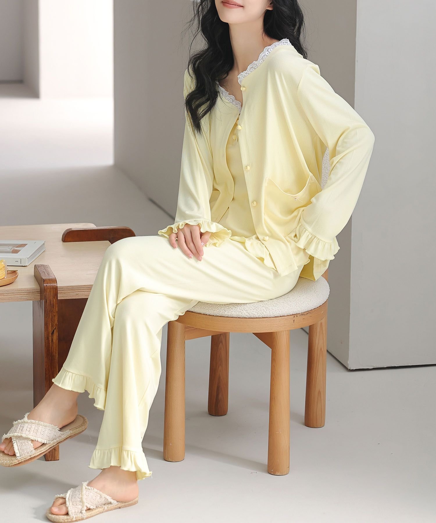 【SALE／10%OFF】aimoha home aimoha home/カップ付きルームウェア 3点セット アイモハ インナー・ルームウェア その他のインナー・ルームウェア イエロー【送料無料】
