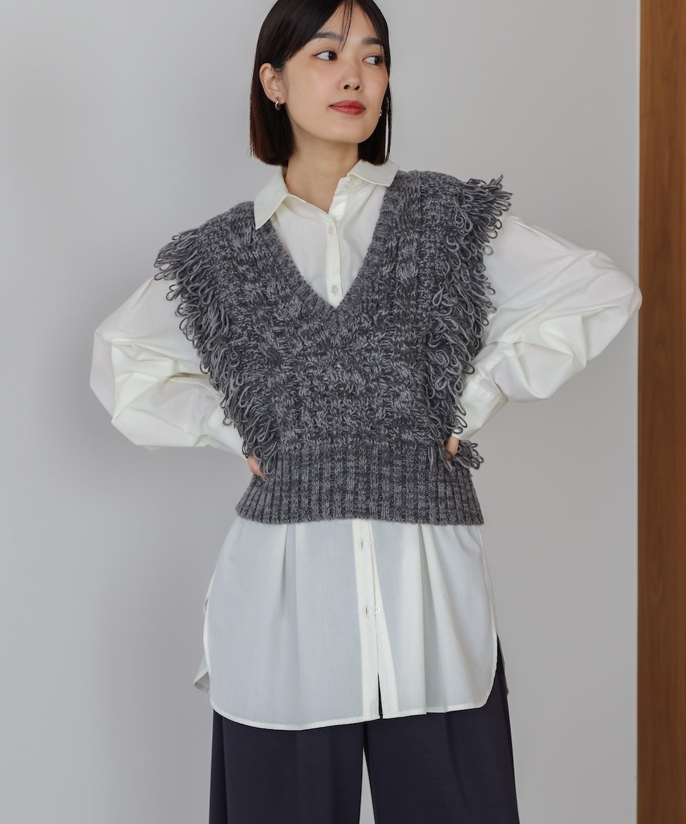 【SALE／20%OFF】Bou Jeloud 【WEB限定】フリンジニットベスト バブ / ブージュルード トップス ベスト..