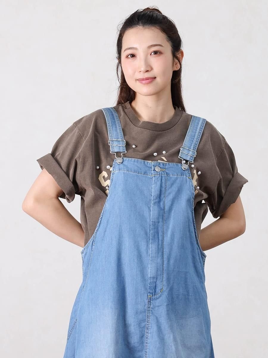 Vin パールデコロゴTシャツ ヴァン トップス カットソー・Tシャツ ピンク グレー