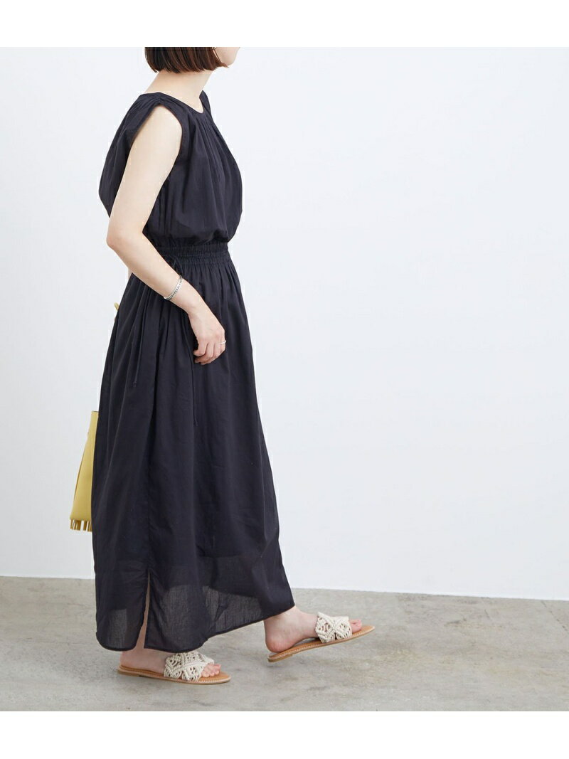 【SALE／60%OFF】ADAM ET ROPE' 【WEB限定】インド綿ギャザーマキシワンピース アダムエロペ ワンピース・ドレス その他のワンピース・ドレス ブラック グリーン ピンク【送料無料】のサムネイル