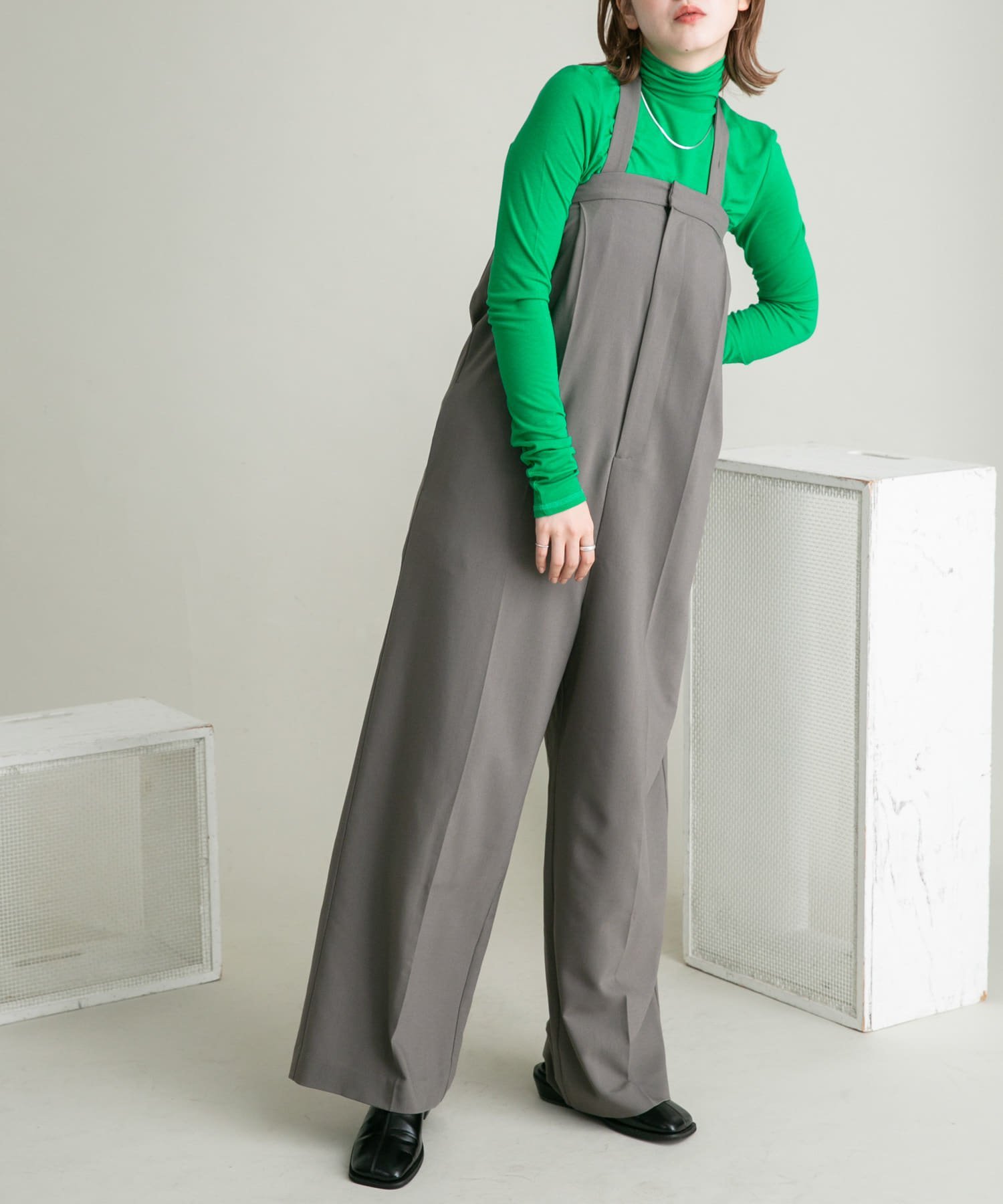 【SALE／40%OFF】KBF 3WAYベアサロペット ケービーエフ オールインワン・オーバーオール オーバーオール・サロペット グレー ブラック【送料無料】のサムネイル