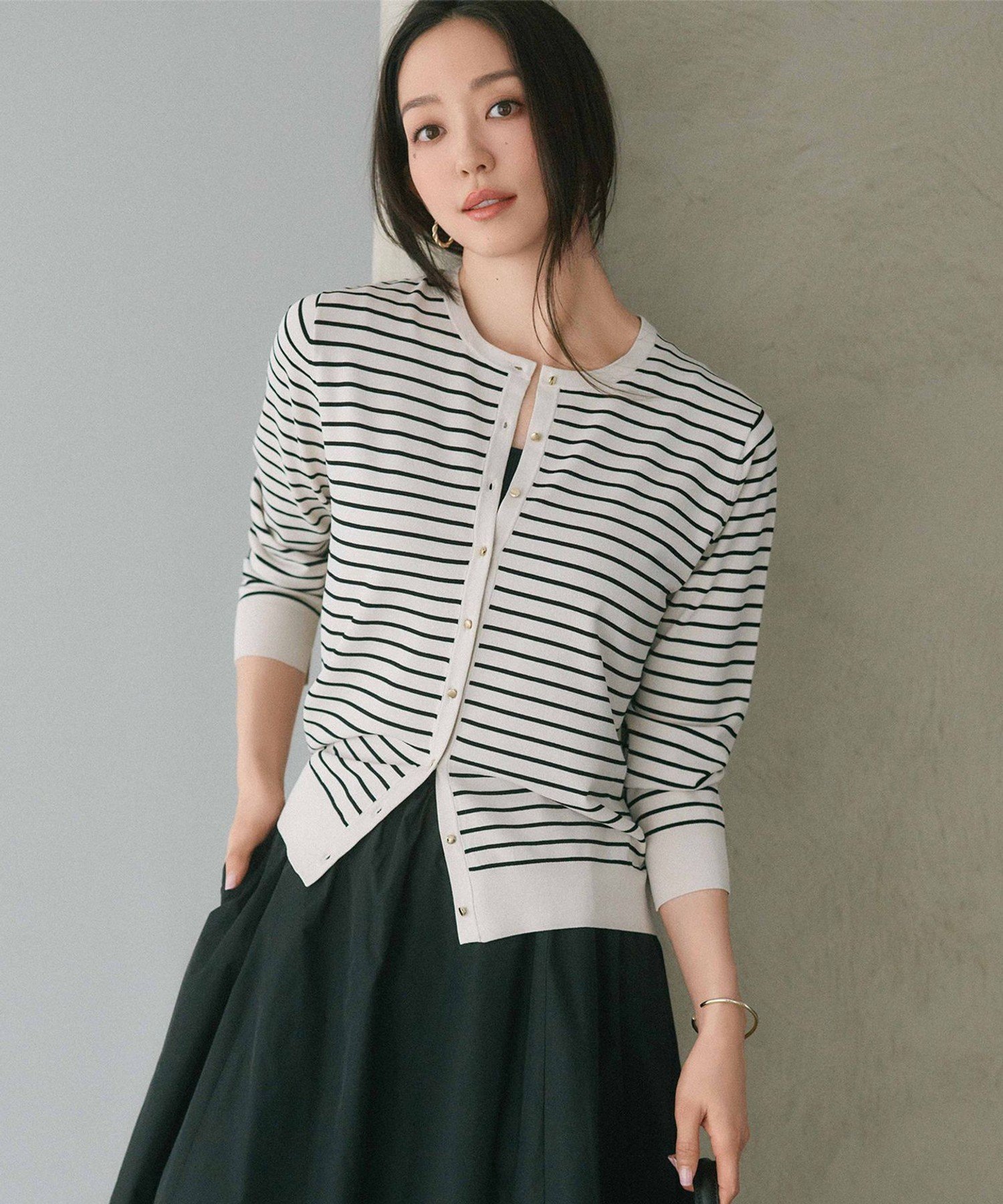 【SALE/30%OFF】23区 L 【VERY5月号掲載/洗える】レーヨンポリエステルストレッチ カーディガン ニジュウサンク トップス ニット ブラック ホワイト【送料無料】