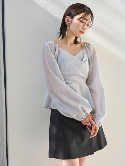 【SALE／50%OFF】FRAY I.D スリットスカショーパン フレイ アイディー スカート ミニスカート ブラック ベージュ【送料無料】のサムネイル