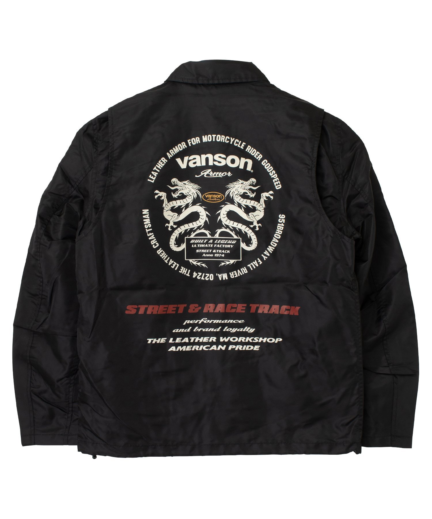 Vanson Leathers COACH JACKET バンソンレザーズ ジャケット・アウター ナイロンジャケット ブラック【送料無料】