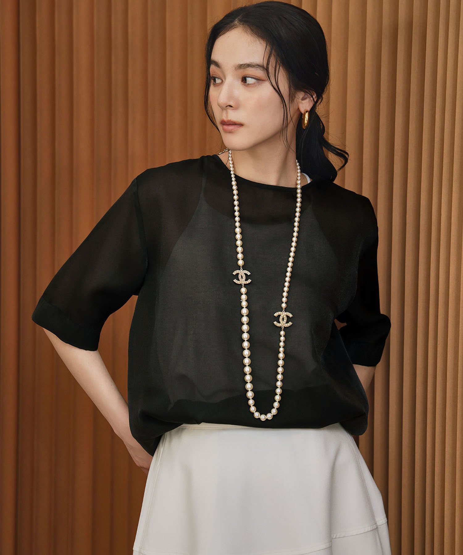 ELFRANK 【2026SS】シアートップス Tシャツ 半袖 クルーネック レイヤード リバーフィールド アンド コー トップス シャツ・ブラウス ブラック【送料無料】