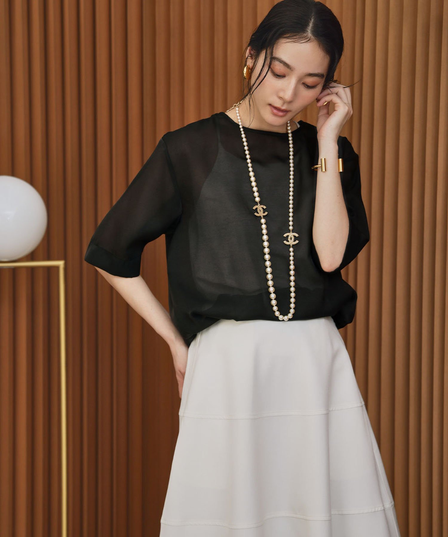 ELFRANK 【2026SS】シアートップス Tシャツ 半袖 クルーネック レイヤード リバーフィールド アンド コー トップス シャツ・ブラウス ブラック【送料無料】