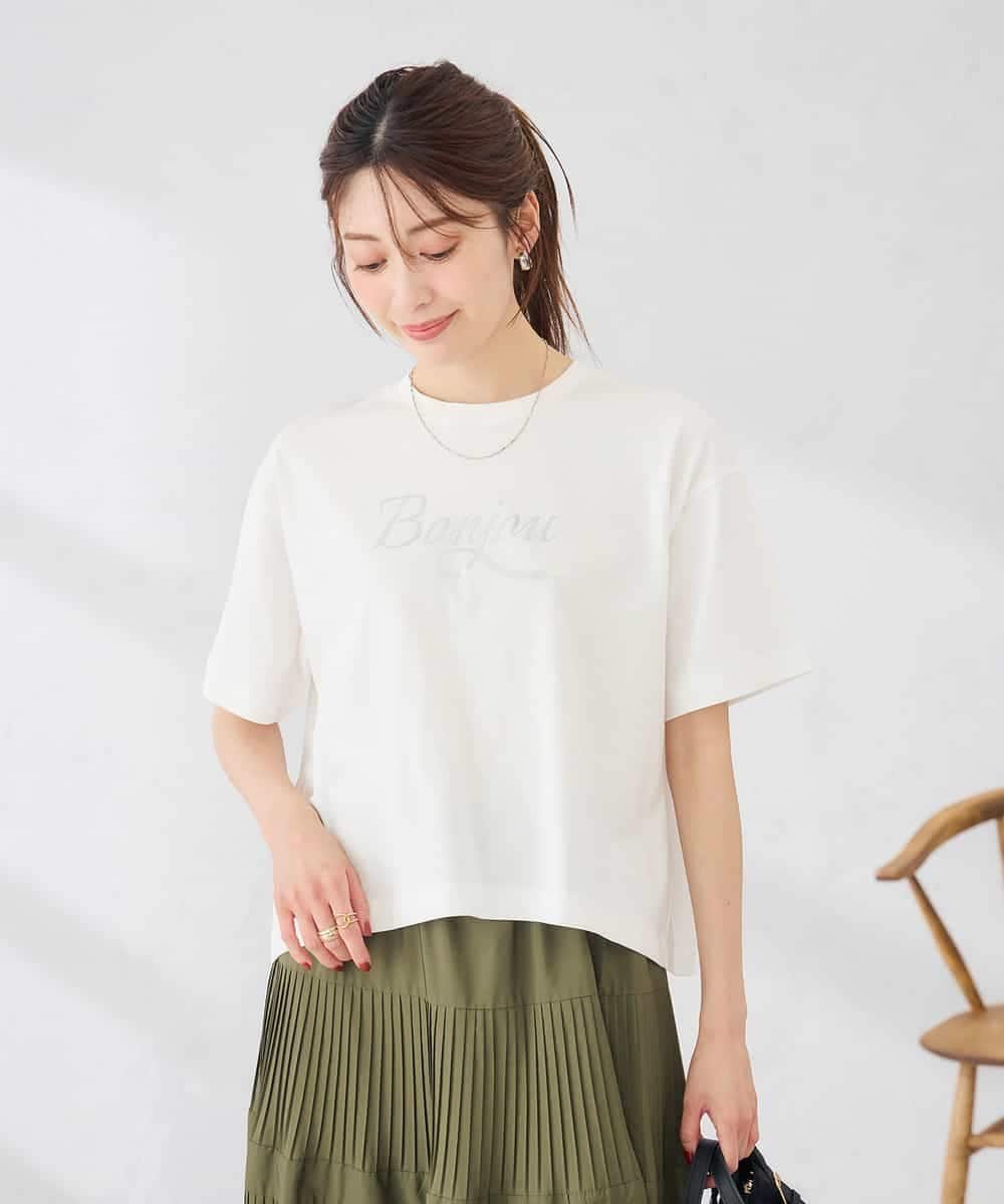 【接触冷感】クロップドロゴTシャツ アー・ヴェ・ヴェ トップス カットソー・Tシャツ ブラック ホワイト