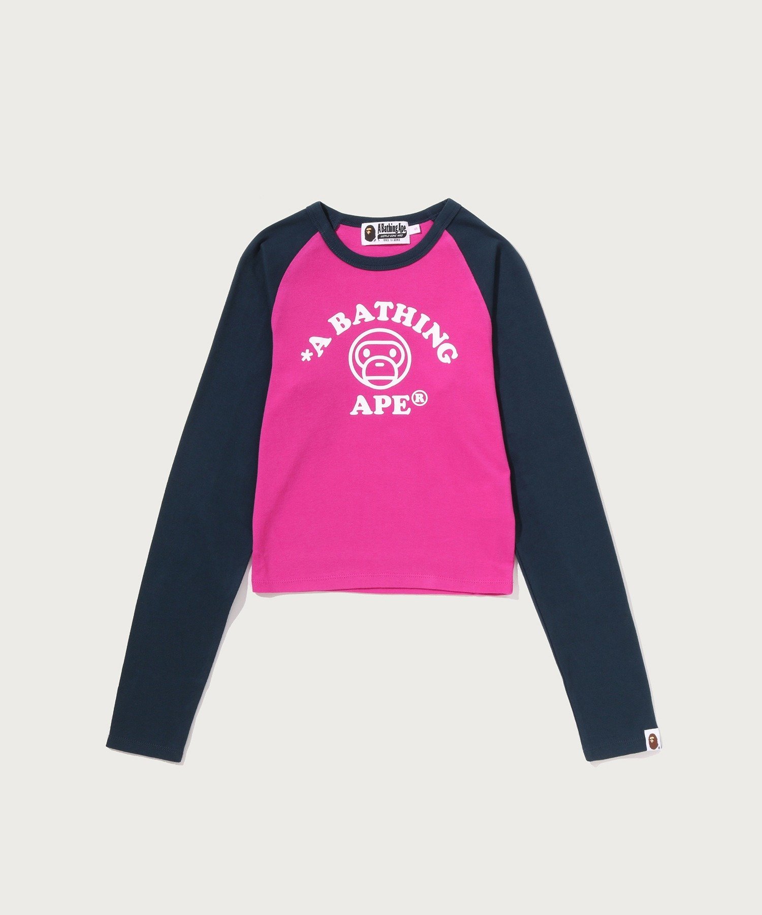 BABY MILO RAGLAN CROPPED LS TEE ア ベイシング エイプ トップス カットソー・Tシャツ ネイビー ブラウン