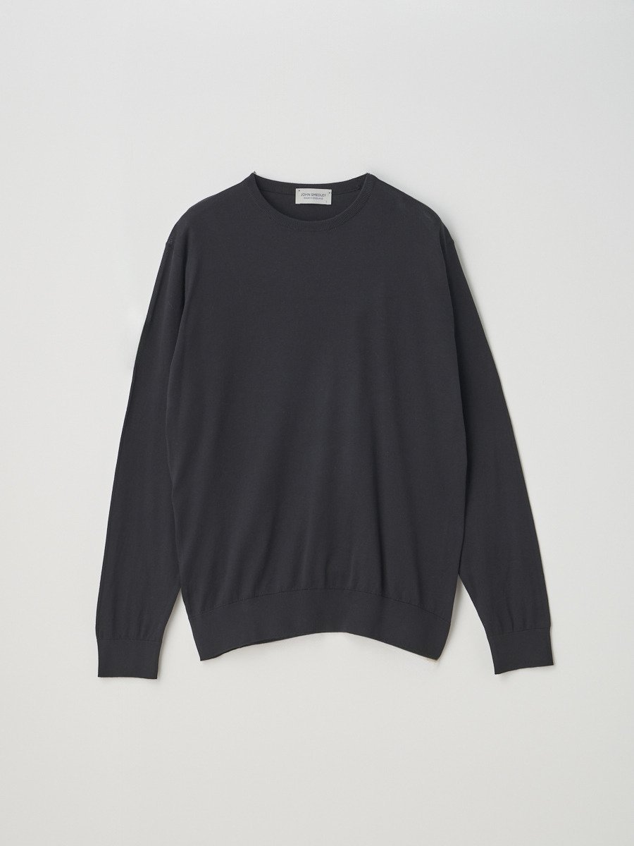 JOHN SMEDLEY Crew neck Long sleeved Pullover ｜ DAVID ｜ 30G MODERN FIT ジョンスメドレー トップス ニット ブラック【送料無料】