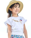 BeBe コード刺しゅうロゴ小鳥天竺フレンチスリーブTシャツ(90~160cm) ベベ オンライン ストア トップス カットソー・Tシャツ ホワイト イエロー【送料無料】