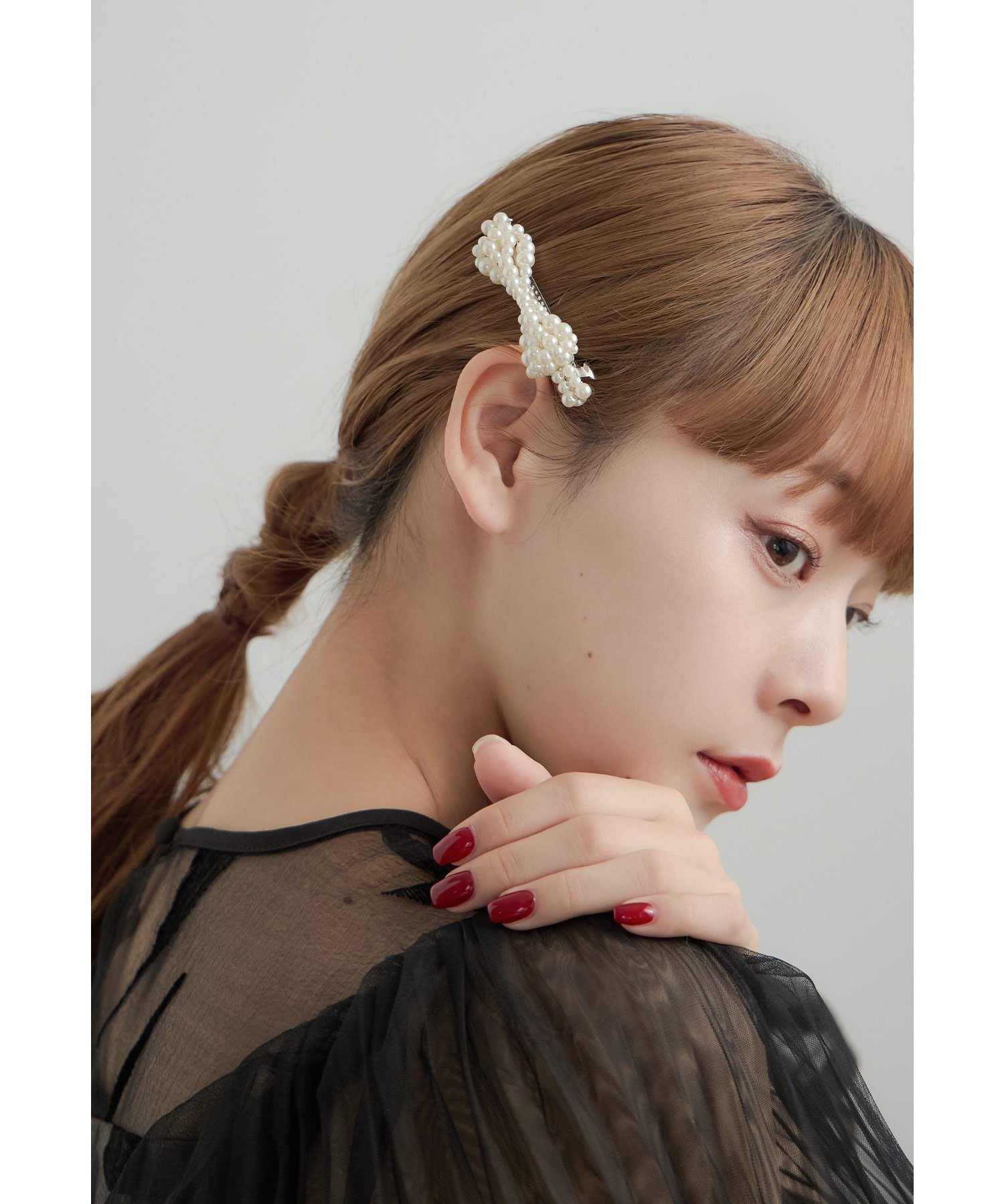 niana パールリボンバレッタ ヘアアクセサリー ボリューム ゴールド シルバー 大きめ 結婚式 ビーフラット ヘアアクセサリー バレッタ・ヘアクリップ・ヘアピン ゴールド シルバー