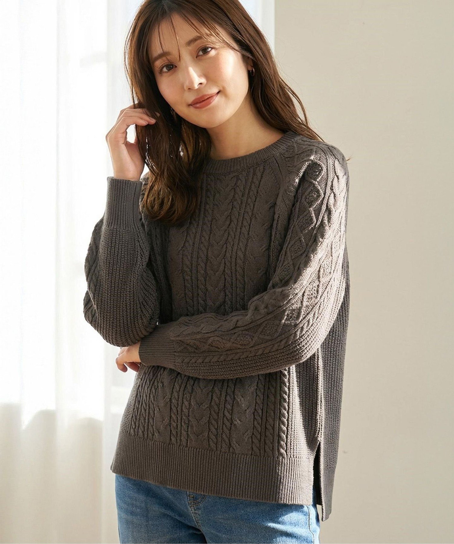 【SALE／20%OFF】ANY SIS ケーブル ニット プルオーバー エニィスィス トップス ニット ピンク ホワイト ネイビー【送料無料】