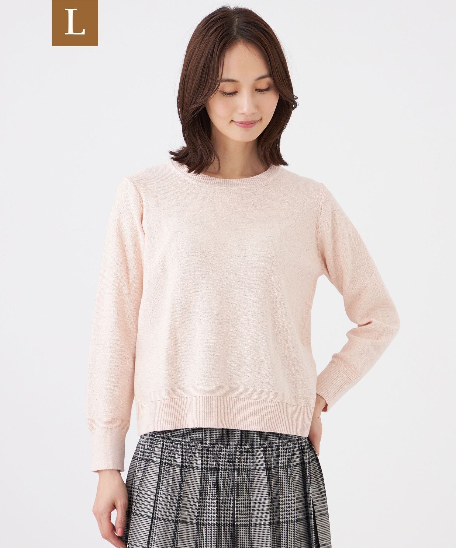 TRANS WORK 【L】【ウォッシャブル】SPANGLE KNITプルオーバー サンヨー エルサイズ トップス ニット ネイビー ホワイト ピンク