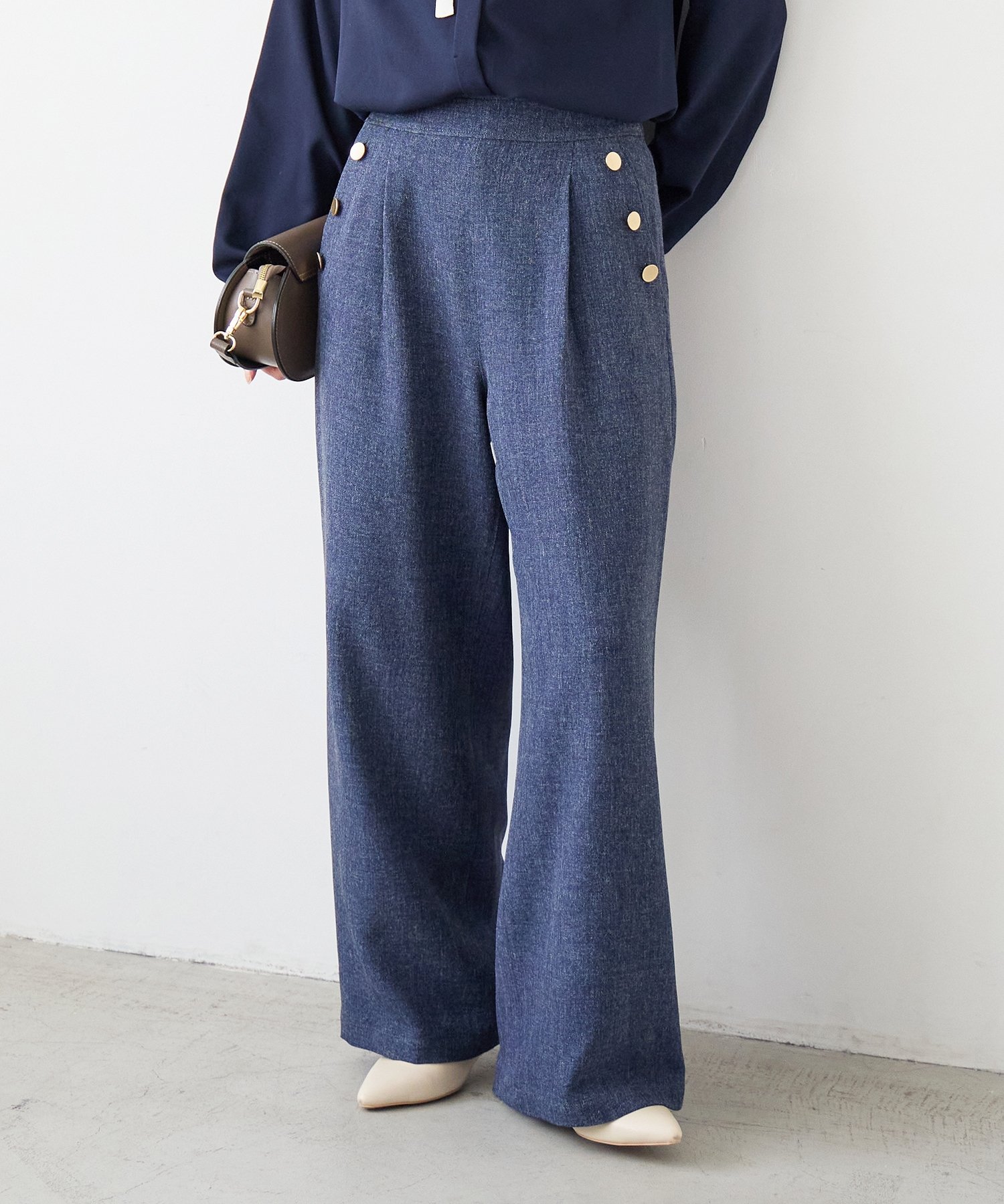 【SALE／10%OFF】le.coeur blanc 【日本製】メランジ調マリンワイドパンツ ルクー...