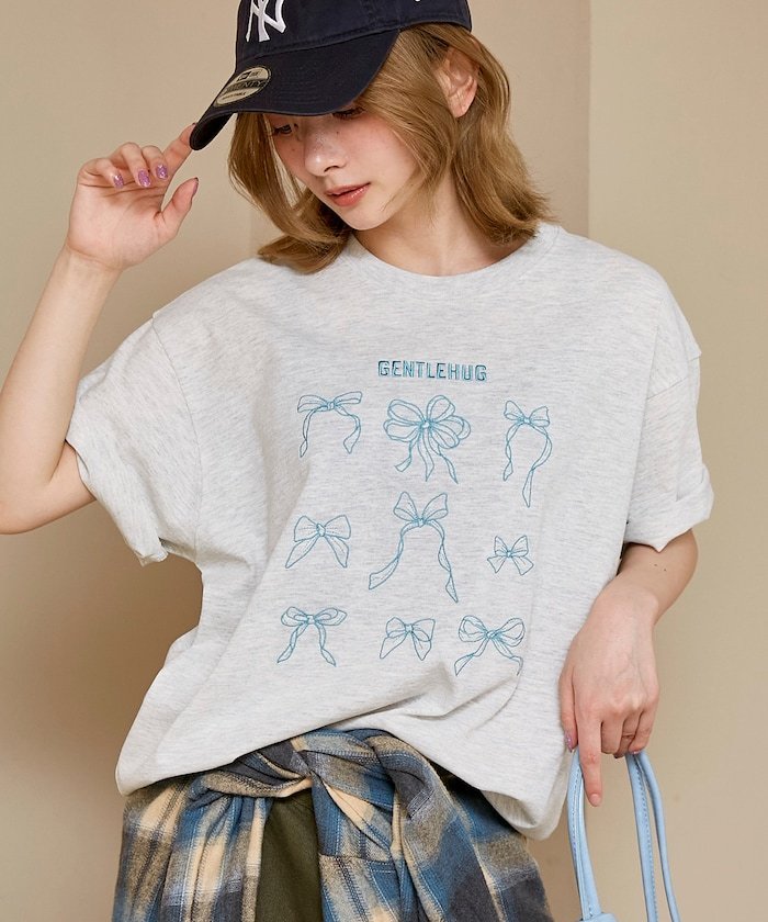 楽天市場】リボン（柄刺繍）（Tシャツ・カットソー｜トップス