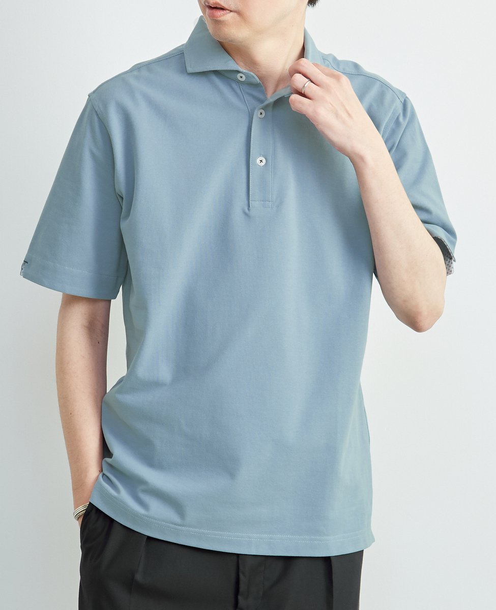 MEN'S MELROSE ソロナテックカノコ半袖ポロシャツ(一部WEB限定カラー ) ｜ ストレッチ / 速乾 メンズメルローズ トップス シャツ・ブラウス グリーン ブルー ホワイト グレー ネイビー