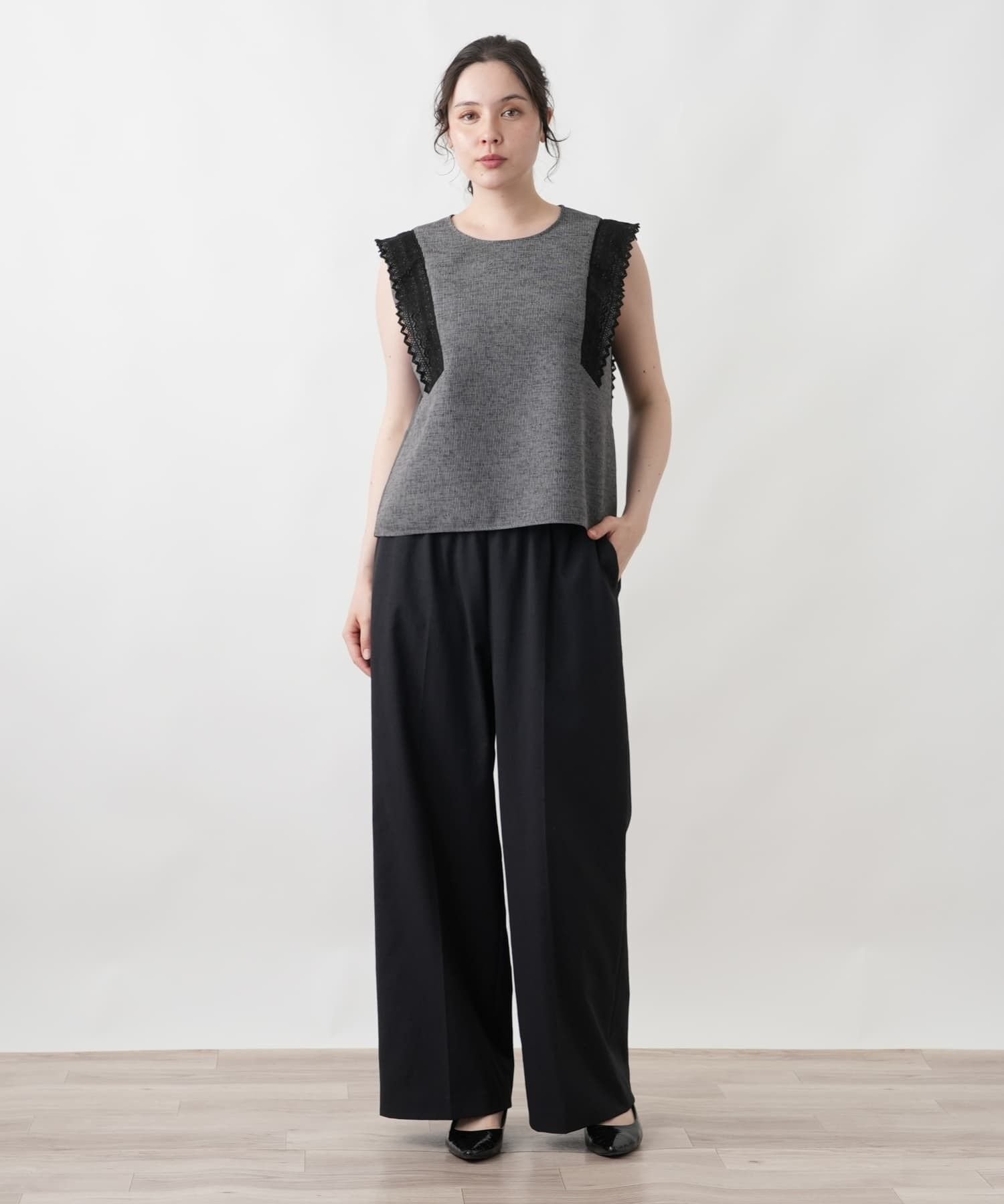 Leilian PLUS HOUSE ブラウス【Leilian WHITE LABEL】 レリアン プラスハウス トップス シャツ・ブラウス グレー