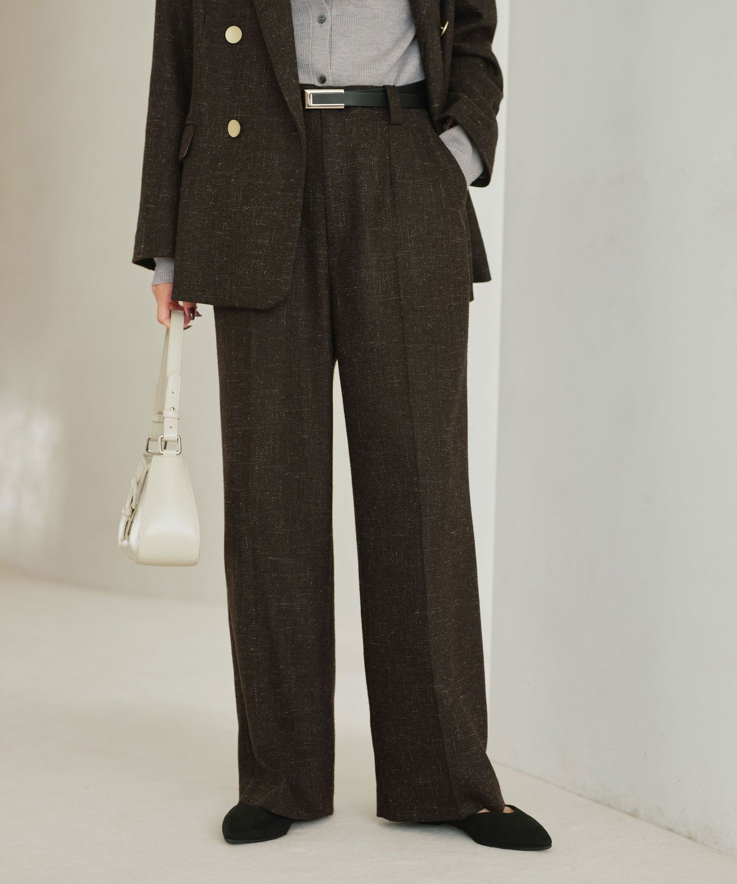[SALE / 50 % OFF] UNITED ARROWS green label relaxing [size SHORT / TALL 있음] 슬라브 와이드 스트레이트 팬츠 유나이티드아로즈 아울렛 팬츠 슬랙스 드레스 팬츠 네이비 화이트 브라운 [무료 배송]