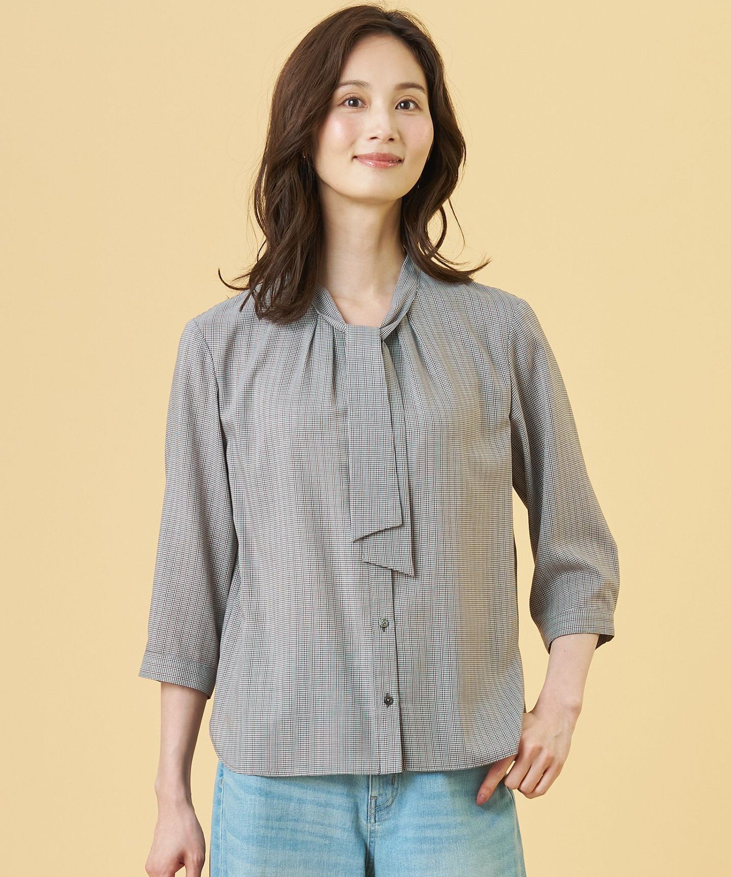 J.PRESS LADIES L 【シーンレスに活躍】ウォッシャブルキュプラツイル ボウタイ ブラウス ジェイプレス トップス シャツ・ブラウス パープル ブルー